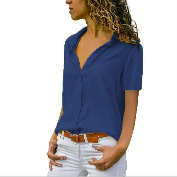 Solid Color Women's Short Sleeve Shirt