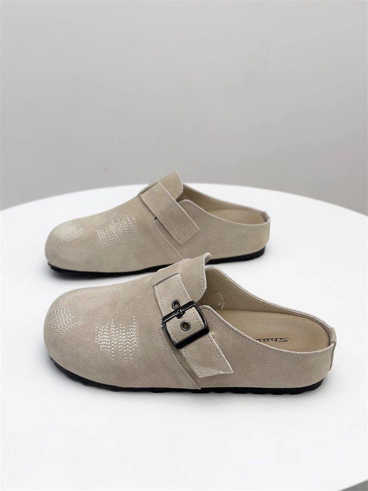 

Soft leather version~ Baotou Muller fashion women s shoes 2025 spring new versatile casual lazy Boken drag women s shoes tide 35