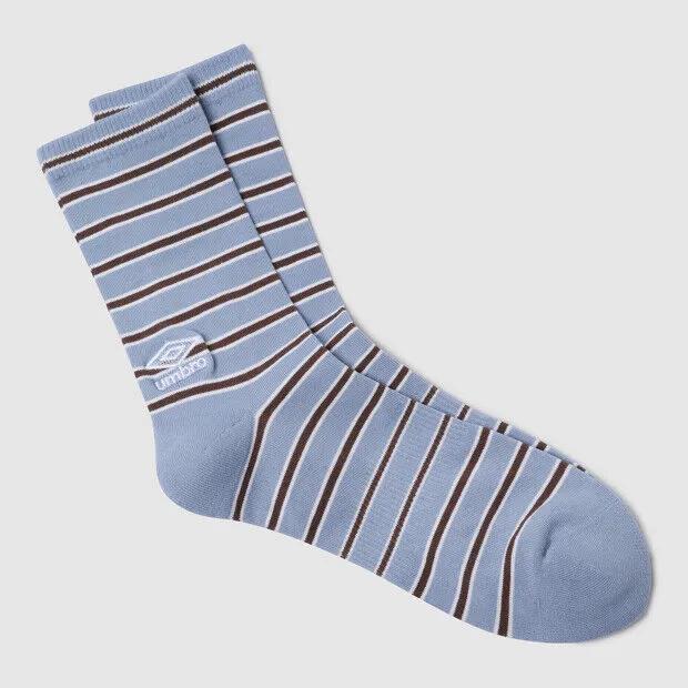 Striped pattern crew socks sky blue UR122CSC33