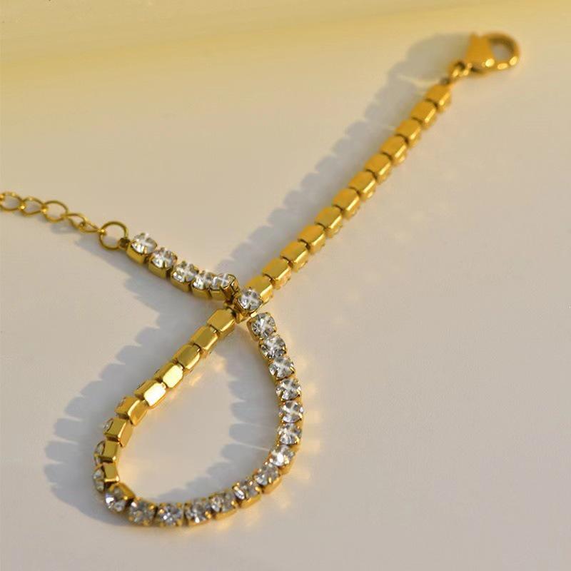 Elegant Titanium Steel Diamond Bracelet - High-End European & American Style