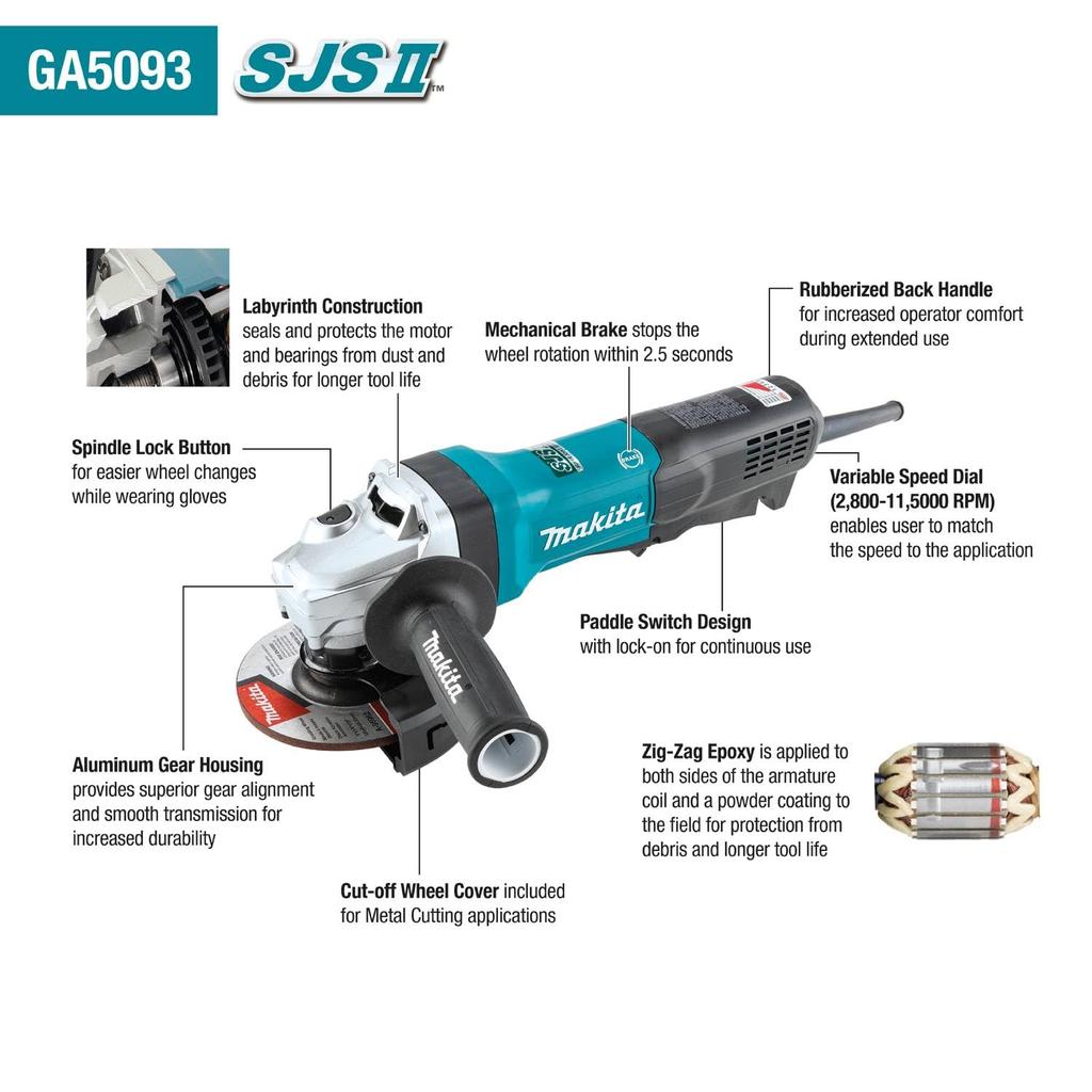 Makita 125mm Electronic Disc Grinder GA5093