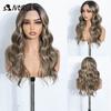 20 Inch 6X4 Synthetic Lace Front Wig Highlight Ash Blonde Brown Body Wave Natural Hairline Heat Resistant For Brazilian Women
