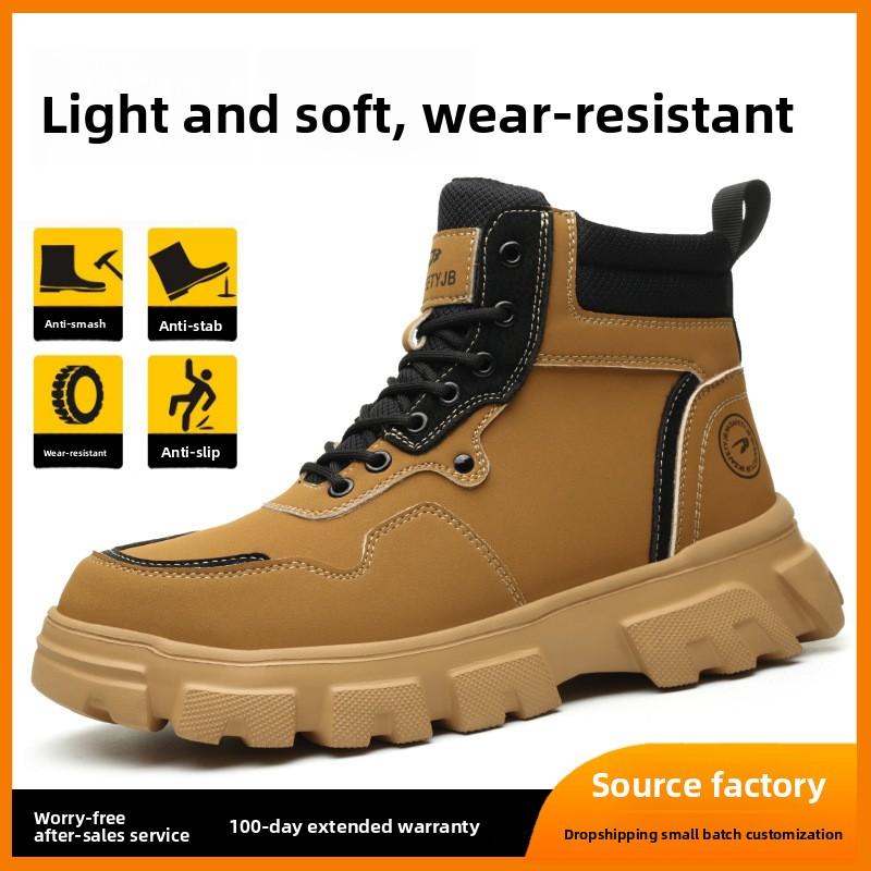 Steel Toe Safety Boots Insulated Men Boots Waterproof Wear Resistant Slip-Resistant Steel Toe Sneakers Anti Smashing Work Shoes