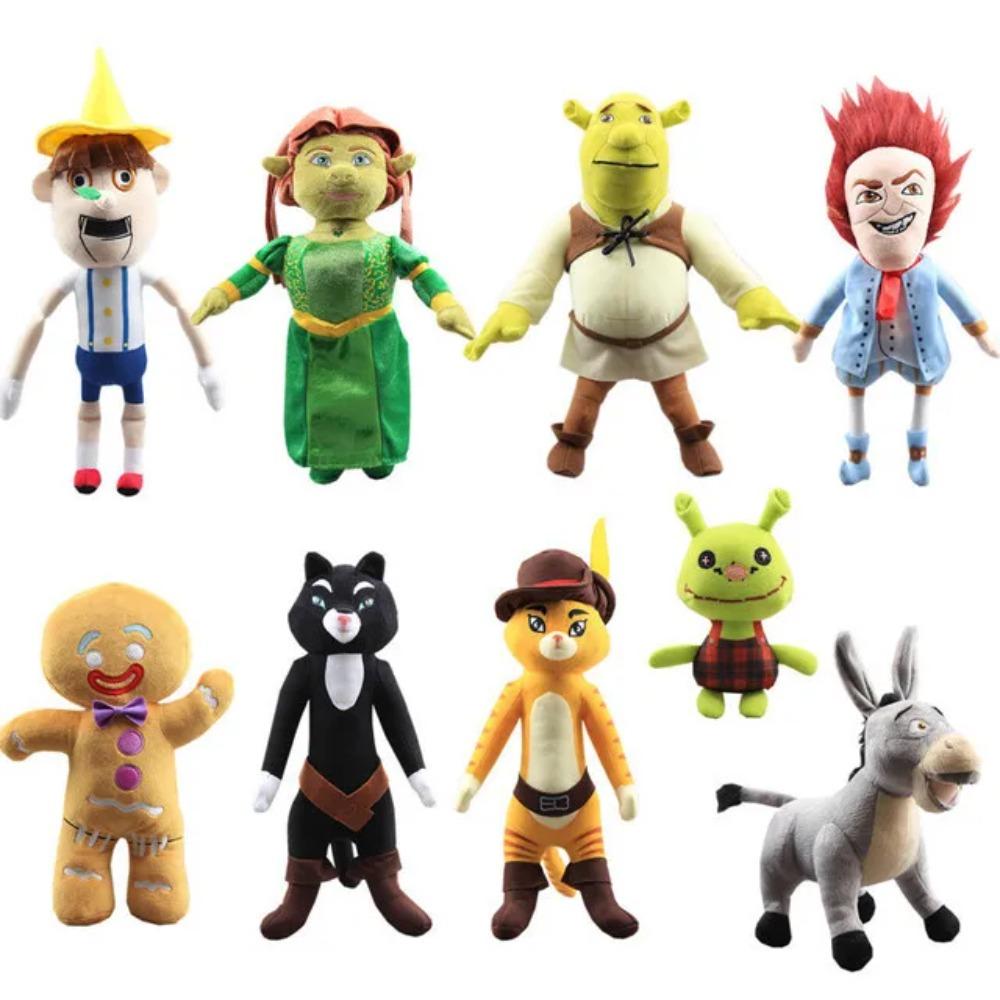 Anime Shrek plyšové hračky Princezna Fiona Perníček Oslík Kocour v botách Sběratelská měkká panenka Hračka Kreslená panenka Dárky pro děti
