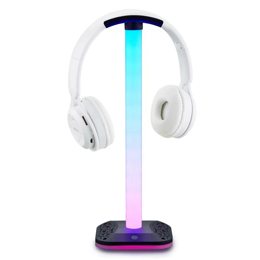 RGB Gaming Headphone Stand Translucent LED Light Dual USB Port Touch Control Desktop Display Headset Holder Earphone Accessories