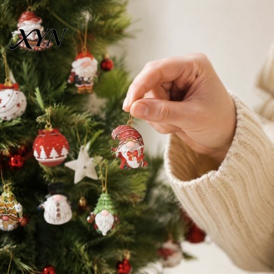 Xmas Party Hanging Signs 24/48Pcs Christmas Wooden Ornaments, Gnome Elk Gingerbread Ball Holiday Decorations Tags, Tree for Home Yard Decor