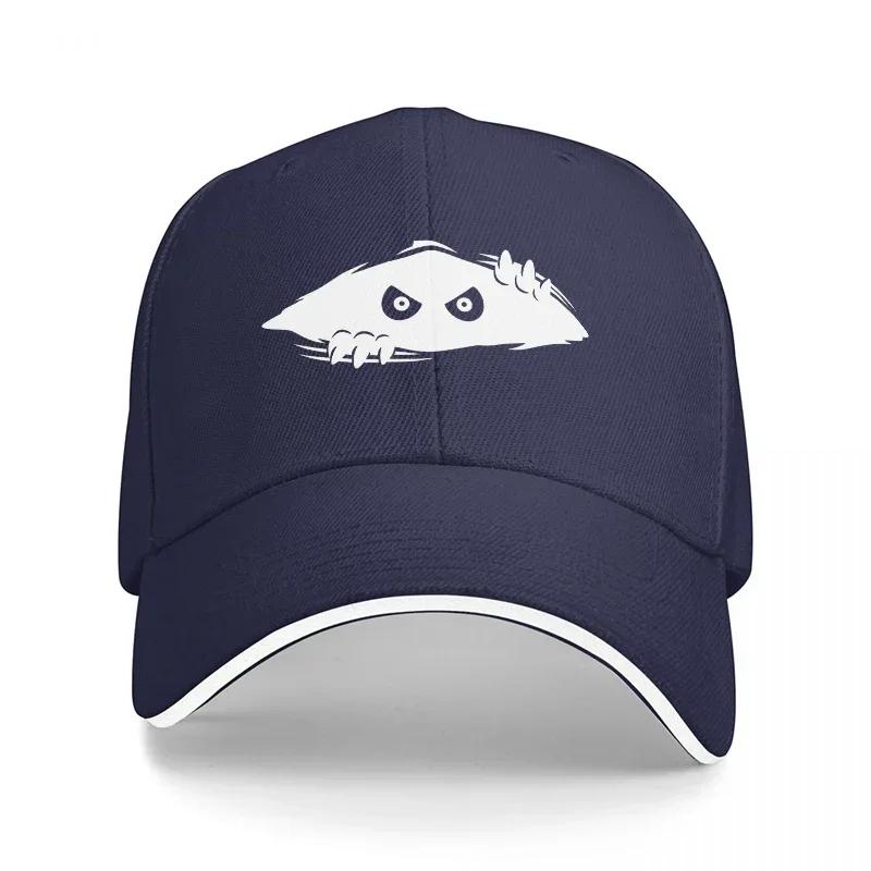 Peeking Ghost Face Baseball Cap Black And White Design Adjustable Hat For Men And Women Fashion Statement Accessory