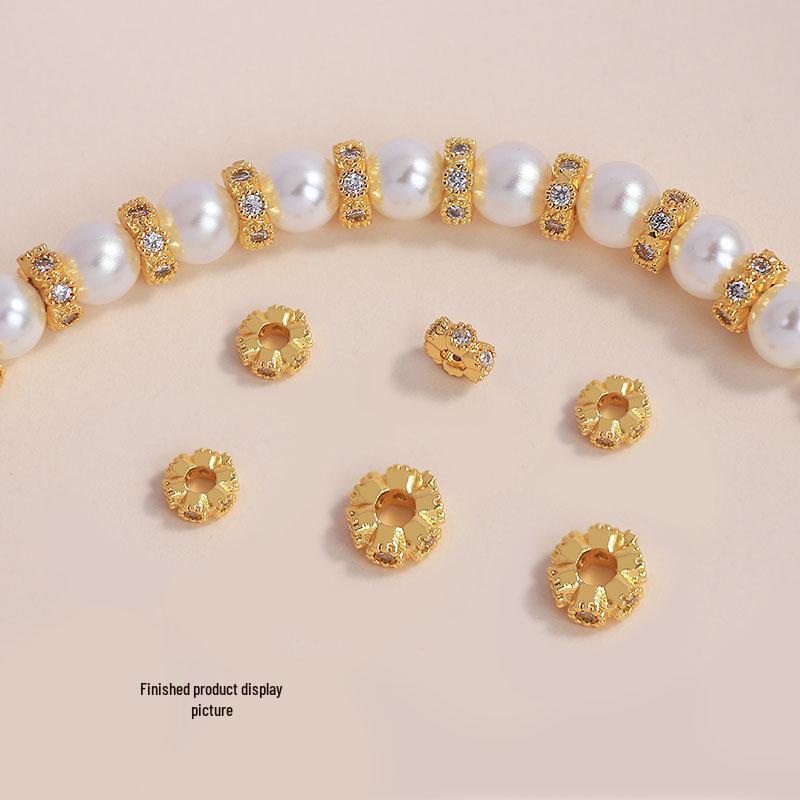 18K Gold-Filled Wavy Rhinestone Spacer Beads for DIY Bracelets