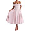 Summer Women Fashion Off-shoulder Sexy Style One-length Solid Color Dress Outfit for Women