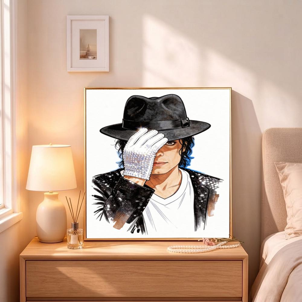 Michael Jackson Retro Dance Tribute 5D Round Diamond Painting Kit Diamond Embroidery Painting Rhinestones Mosaic Frameless Handwork Decoration Arts