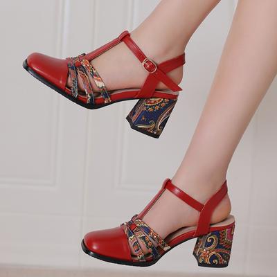 Fashion Summer Sandals Shoes for Women Sweet High Heels Large Size 45 T-straps Red White Black Heeled Dance Party Wedding Shoes Ladies