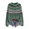 Women's Casual Long Sleeve Round Neck Soft Printed Sweater Pullover for Fall Winter