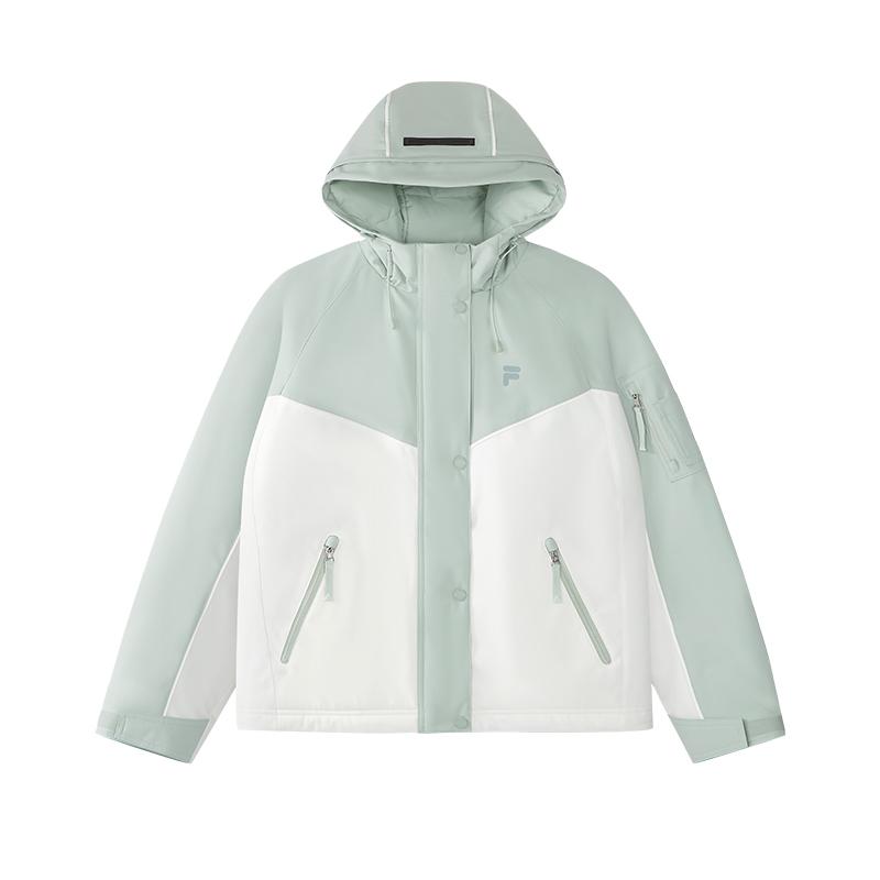 FILA Fusioneer Loose Hooded Long Sleeve Cotton Jacket Women jackets T11W615901F-GY