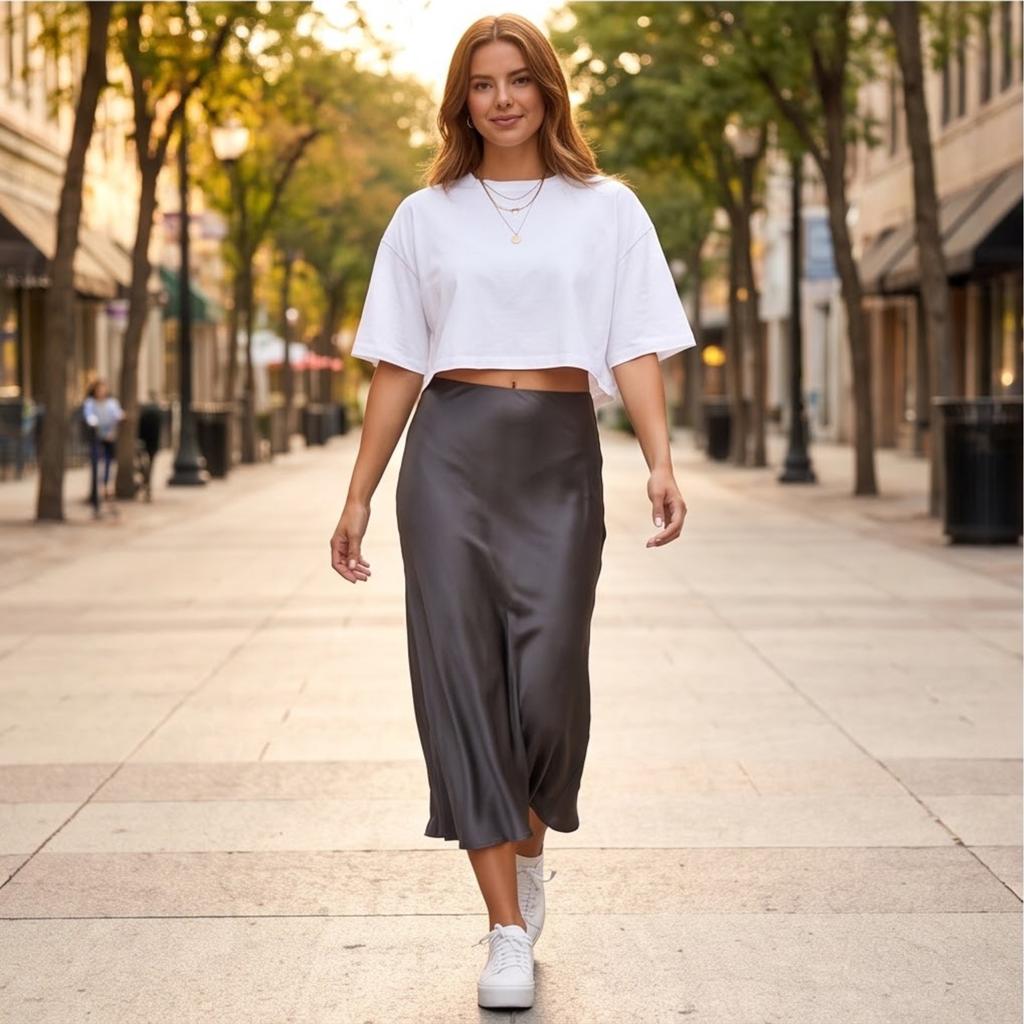 Elegante Gonna Midi da Donna con Drappeggio Fluido, Vestibilità Valorizzante per l'Uso Quotidiano