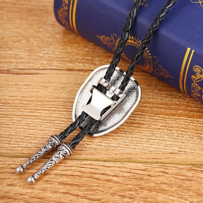 Gemstones Pendant Bolo Tie Western Necklace Cowboy Sweater Decorative Necktie
