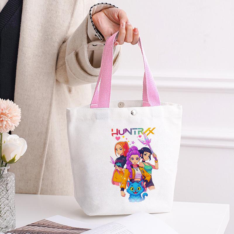 Canvas Bag Kpop Peripheral Cute Portable Cartoon Canvas Bag Student Leisure Shoulder Bag Shopping Bag
