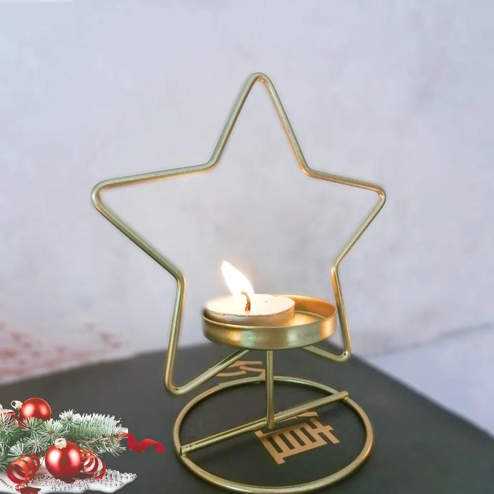 Distinctive Iron Christmas Tree Candle Holder | Star-Patterned, Navidad & Christmas Tabletop Decor