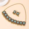 European American Turquoise Retro Ethnic Bohemian Hanfu Set