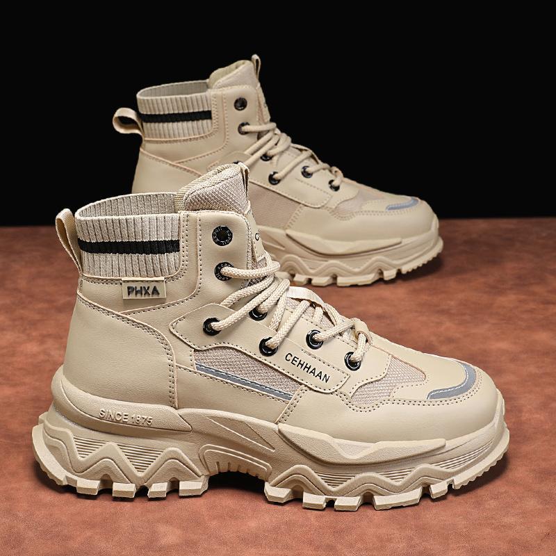 

Autumn and winter high-top dad shoes platform-soled fashion tooling shoes sports trend casual shoes fashion Martin boots men 39 хакі