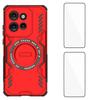 For Motorola Edge 50 Neo 5G Magnetic Case WANLONFENG DJ Series PC TPU Phone Cover with 2Pcs Tempered Glass Film