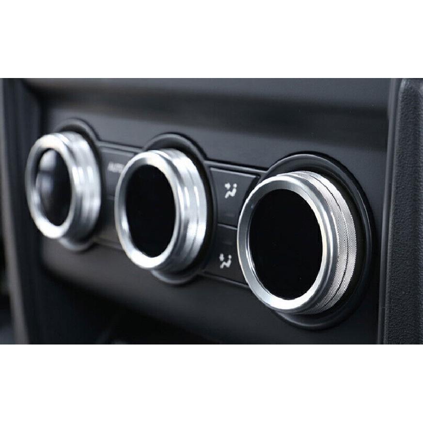 Fit For Defender 110 - Silver Aluminum Rear AC Knob Ring Cover Trim 3pcs