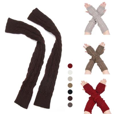 50cm Mangas de Imitación Accesorios de Ropa Guantes Largos Patrón Retorcido Manoplas Tejidas Calentadores de Brazos