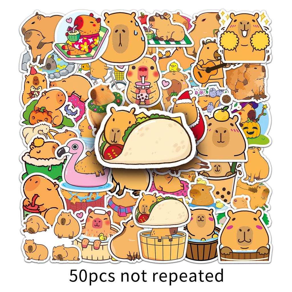 50 Capybara Doodle Cartoon Animal Kapibala Guka DIY Suitcase Stickers Waterproof
