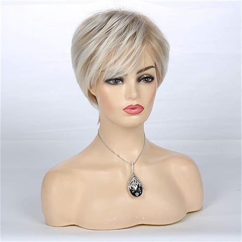 Synthetic Short Grey Old Lady Wig Fancy Granny Hair Christmas Halloween Women Wigs
