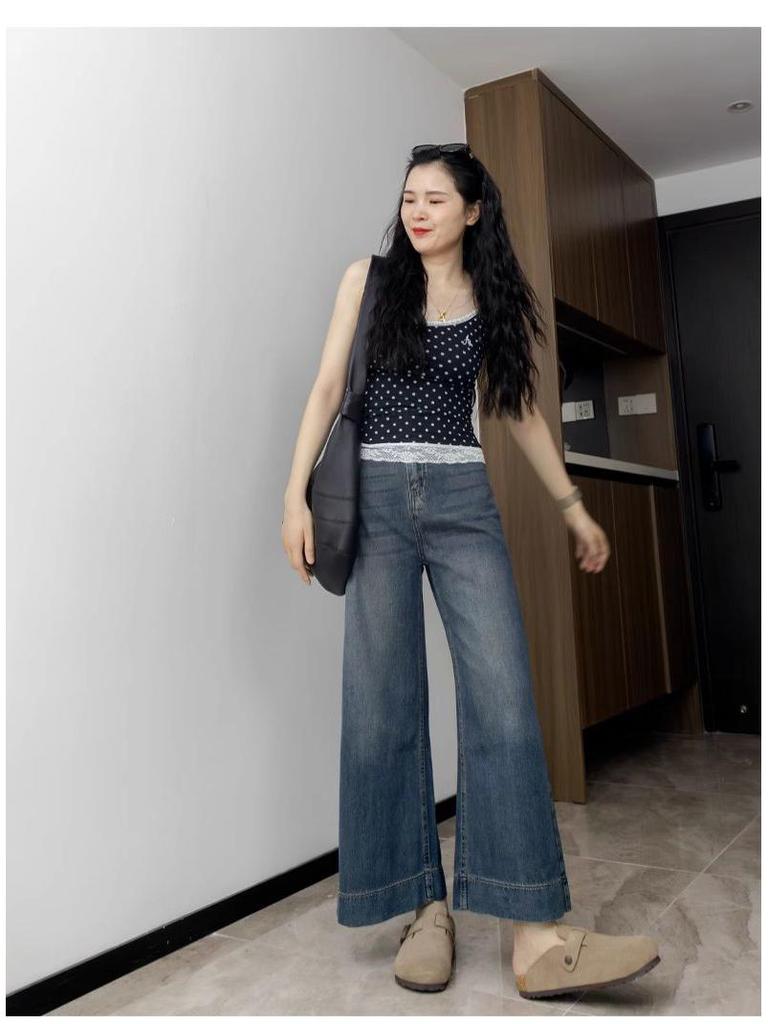 Women's High-Waisted A-line Tencel Jeans - Summer Slimming Crop, Wide-Leg, Straight Fit for Petite & Pear Shapes