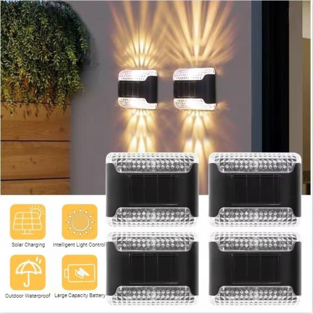 LED Solar Step Lamp Path Stair Outdoor Garden Lights Warm White Balcony Light Decoration for Patio Stair Fence Light Campin