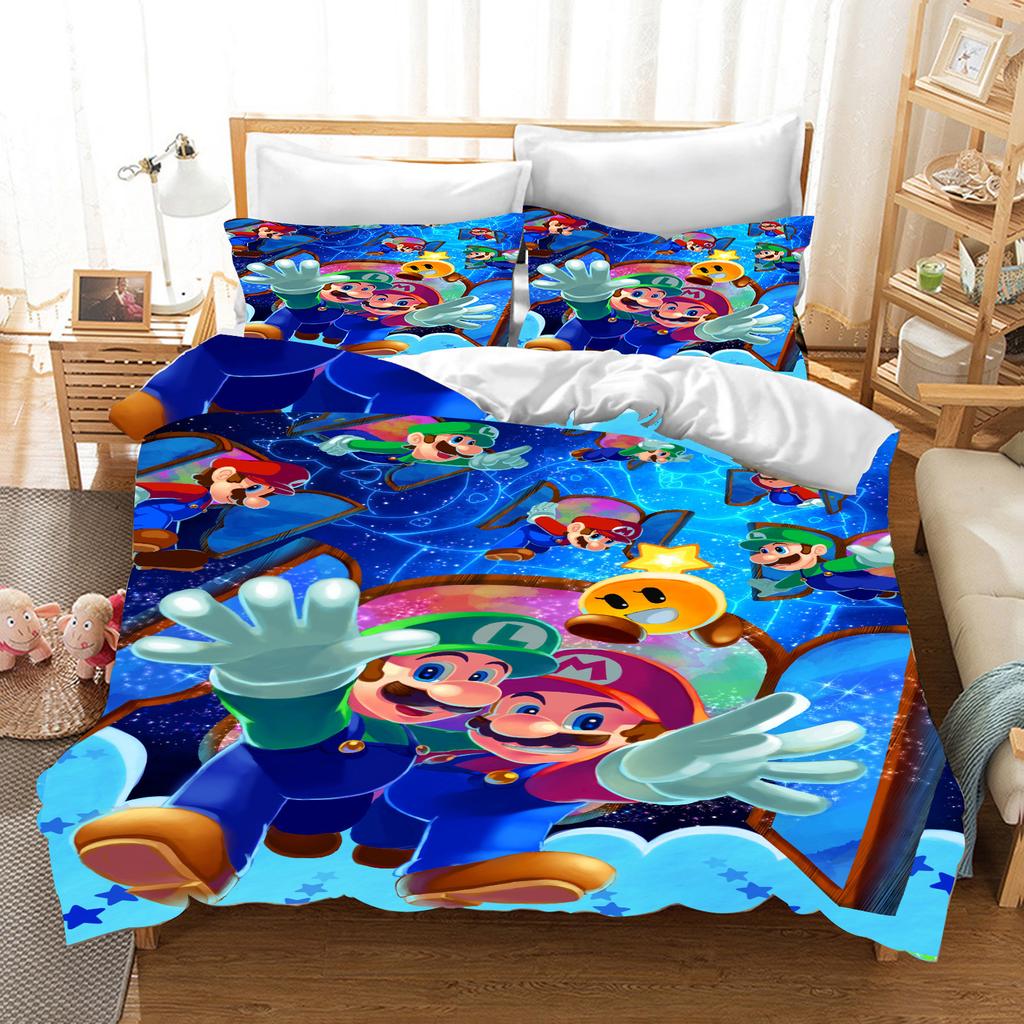 Mario Duvet Cover Set Comforter Bedding 3d Children'S Bedding Set 3-Piece 1 Quilt Cover King Size