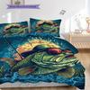 Fish Pattern Bedding Quilt Set Quilt Cover Pillowcase Home Decoration Birthday Gift (1 * duvet cover + 2 * pillowcase, without core)