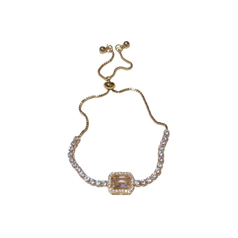 Простой квадратный циркониевый браслет с регулируемым шнурком для женских повседневных украшений