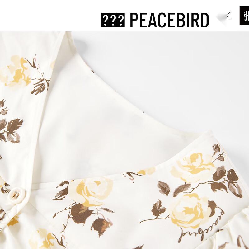 PEACEBIRD Women's V-Neck Floral Mini Dress with Puff Sleeves
