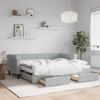 VidaXL Daybed with Trundle and Drawers Light Grey 90x190cm Velvet 3197856