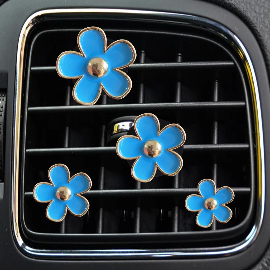 4PCs Flower Car Outlet Vent Perfume Clips Air Freshener Diffuser Conditioning Aromatherapy Perfume Clip Car Interior Decoration