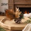 Small Gift for Nature Lovers Christmas Squirrel Ornaments Tree, Cute Felt Plush Woodland with Pine Fluffy Figurine Cone, Hanging Forest Animal