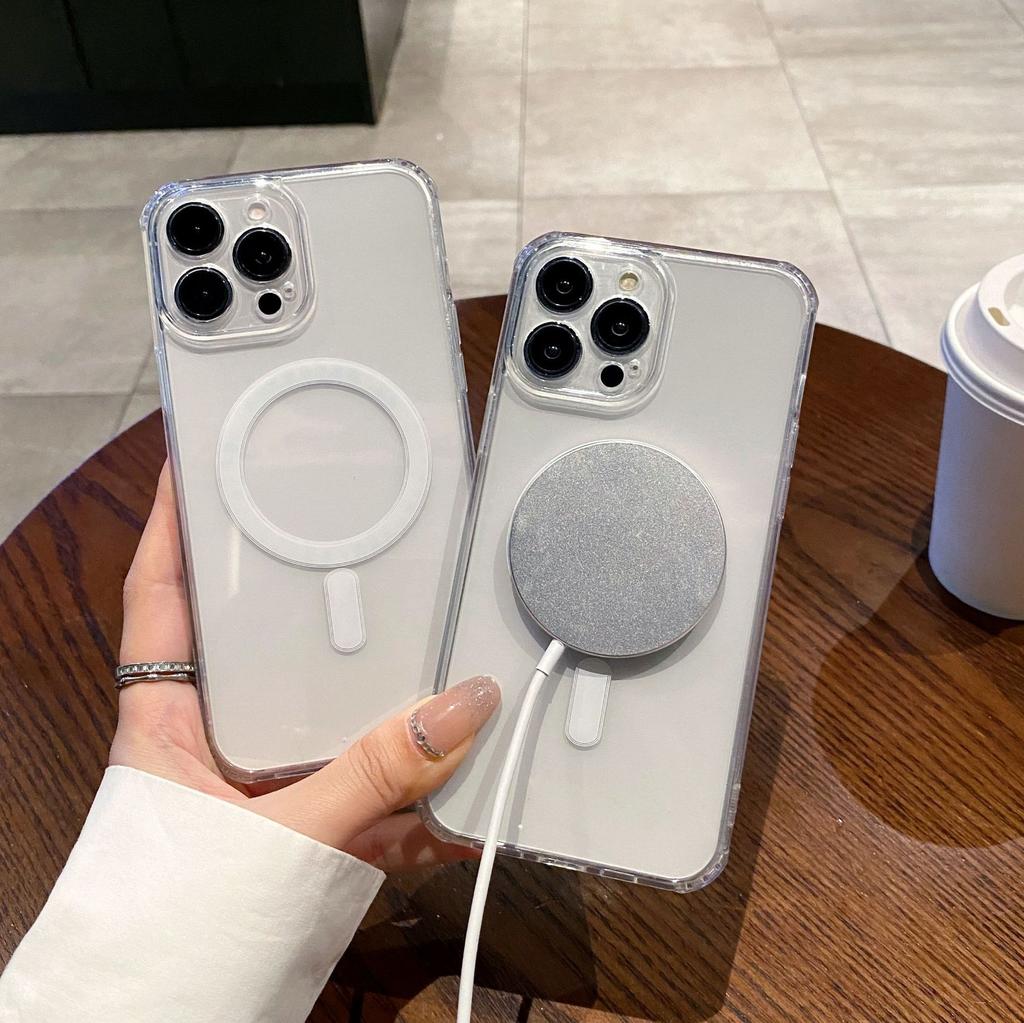 Applicable To Apple 16promax Sequencing Magnetic Suction Phone Case Iphone15 Acrylic Transparent Protective Case Charging