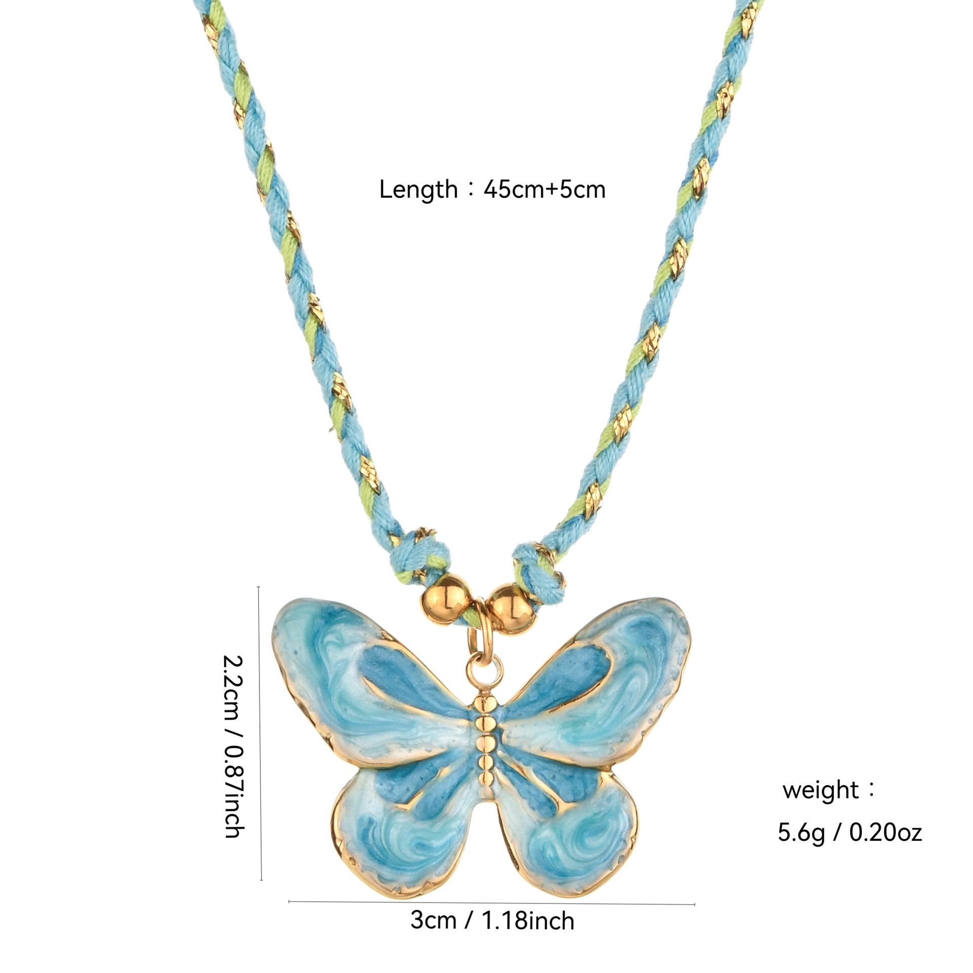 Красочное ретро ожерелье-подвеска с бабочкой и божьей коровкой - Цепочка на ключицу из нержавеющей стали