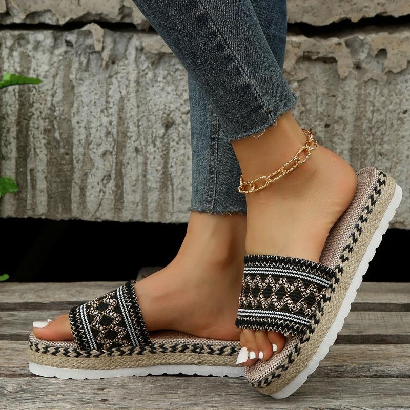 Women Slippers 2024 Summer Ladies Beach Sandals Handmade Espadrilles Platform Slippers Flip Flops Women Shoes for Women Slides