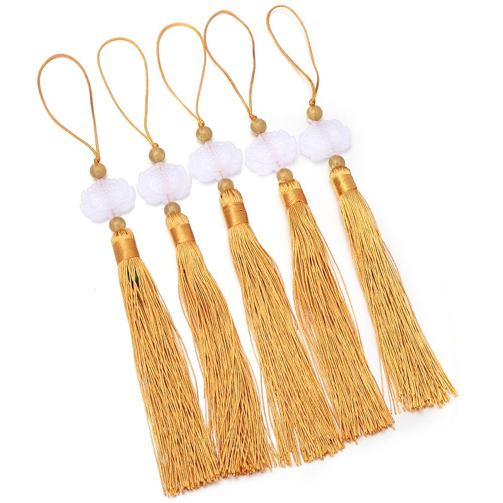 10pcs 23cm Tassel Silk Fringe Trim Colorful Handmade White Jade Lotus Tassels For DIY Bookmarks Souvenir Home Party Gift Decor