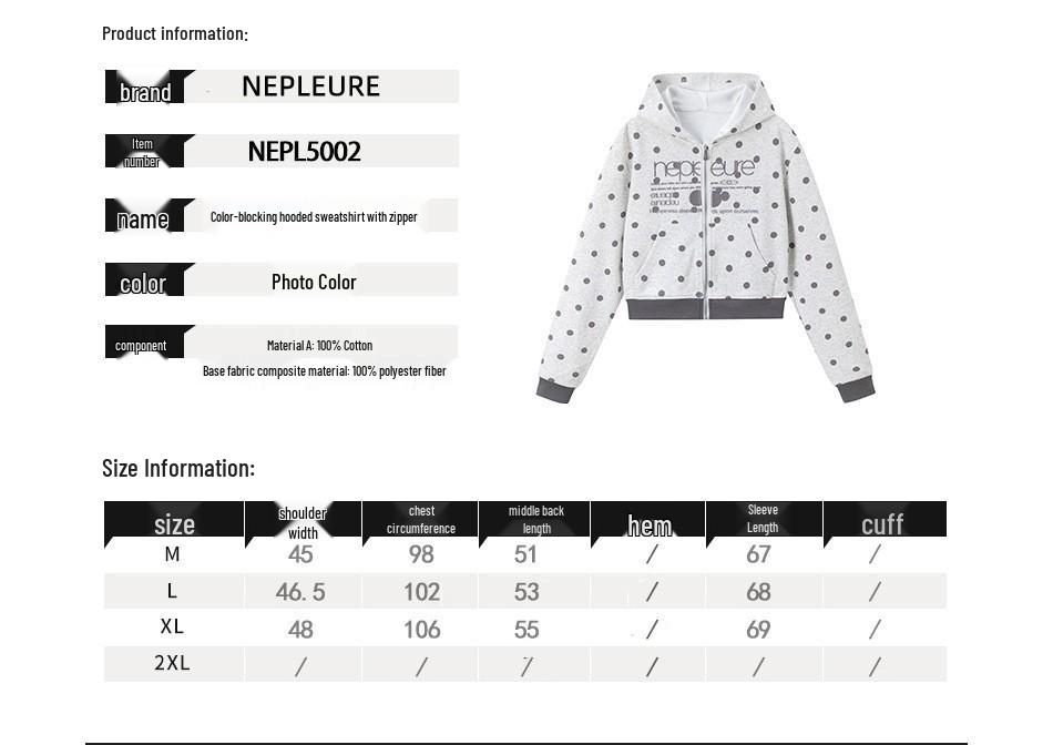 Beast Street Women's Retro Polka Dot Hoodie - American Style Casual Jacket