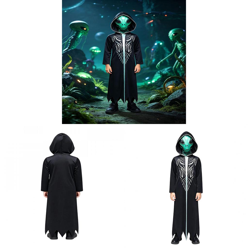 Costume da Ombra Aliena per Bambini con Design Stampato per Halloween e Spettacoli Teatrali