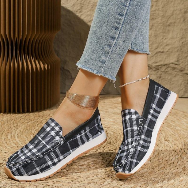 Fashion New Doudou shoes with high-end soft leather and soft sole, casual checkered leather shoes, lazy and trendy women's shoes