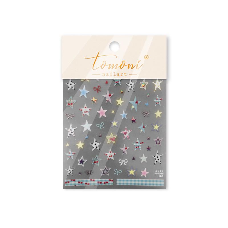 Tomoni Translucent Plaid & Star Nail Art Stickers - Hot Selling Simple Style