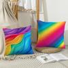 Rainbow Color Cushion Cover Soft Plush Fabric Double-Sided Printed Sofa Cushion Cover For All Seasons Home Decor Gift