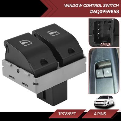 Para VW Polo 9N 2002-2009 Fox Seat Ibiza Córdoba, interruptor doble de elevalunas eléctrico, lado del conductor, 6Q0 959 858 6Q0959858