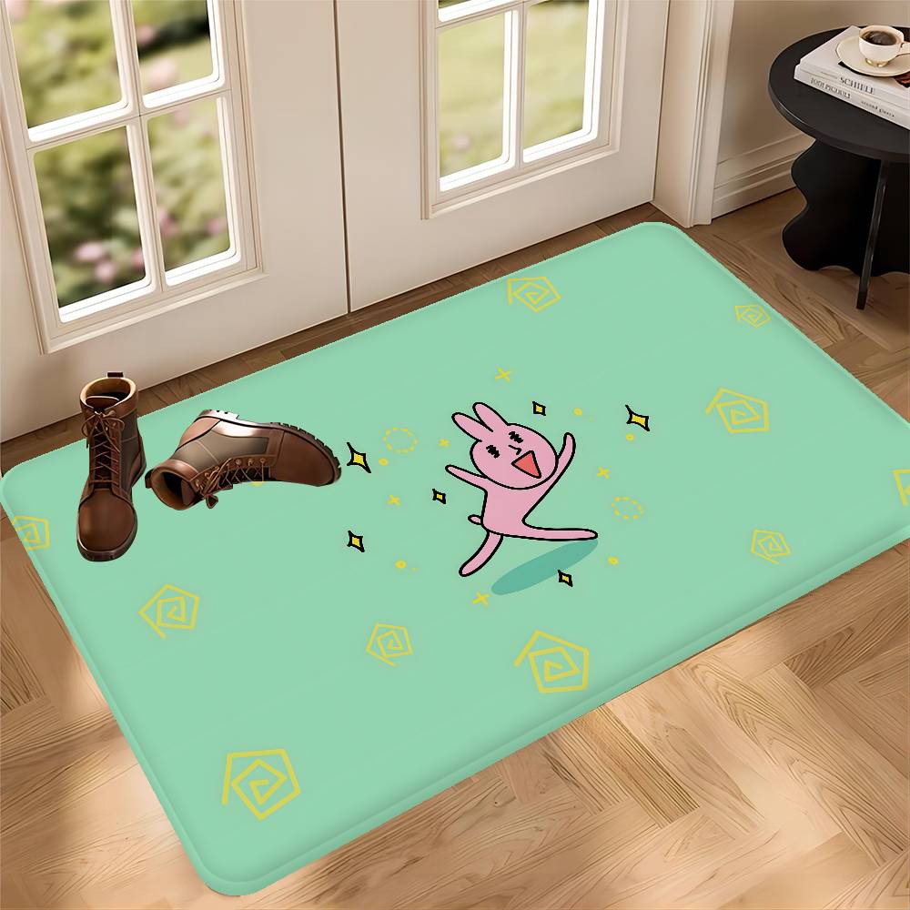 My F-Friend Pink Rabbit Funny Anime Floor Mat INS Style Soft Bedroom Floor House Laundry Room Mat Anti-skid Household Carpets