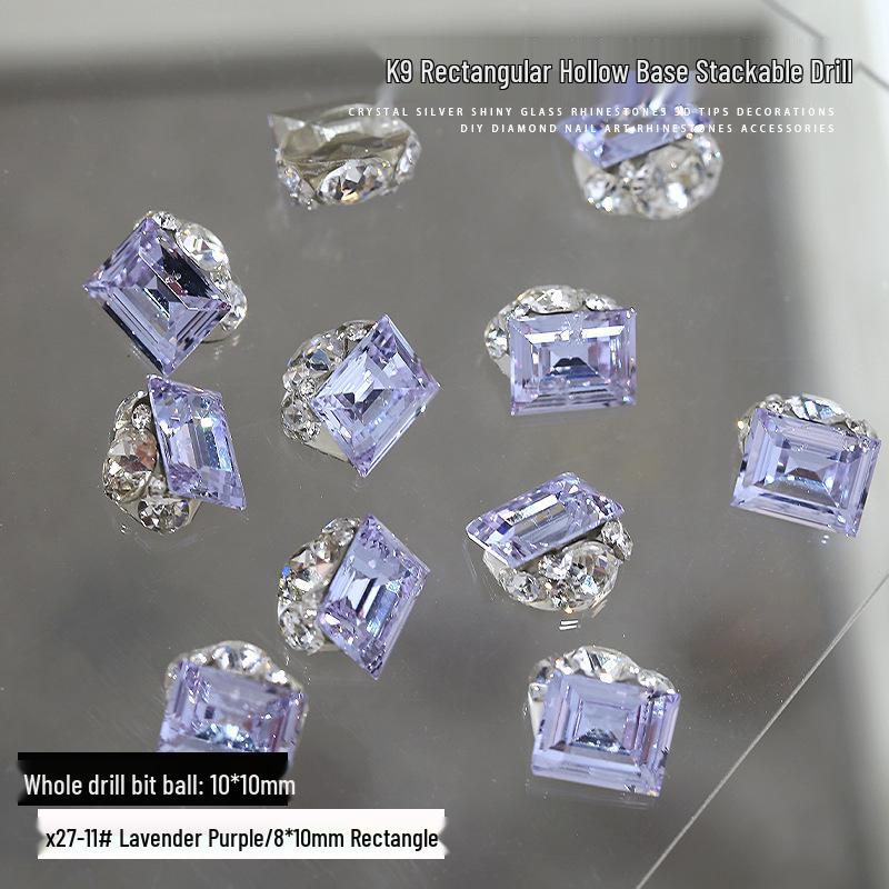 Flash K9 6mm Fat Square Rhinestones for Nail Art - Multi-faceted, No Base Holder, Wearable Nail Accessories