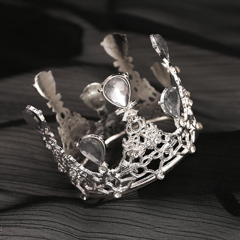 Okrągła kwiatowa dekoracyjna korona urodzinowe ozdoby do pieczenia dziecięca korona stop kryształków ślubne akcesoria do włosów koreański styl